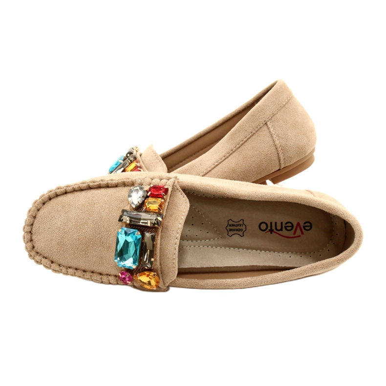 Evento Women's eco-part loafers with beige stones 4 Evento Women's eco-part loafers with beige stones 4