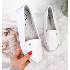 Women's leather moccasins white Filippo 1