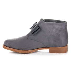 Ideal Shoes Flat boots with a bow grey 1