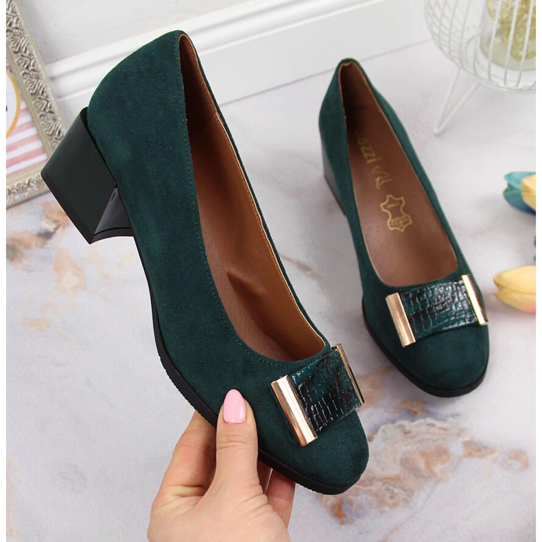 Women's pumps green suede Jezzi RMR2130A-9 1