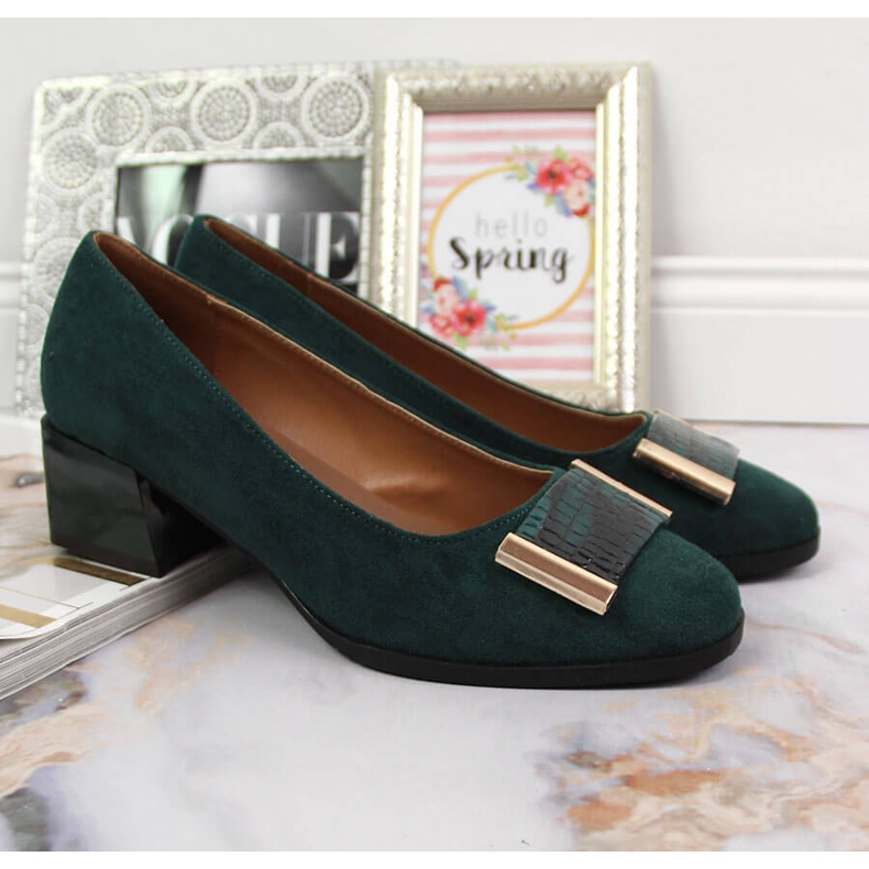 Women's pumps green suede Jezzi RMR2130A-9 2