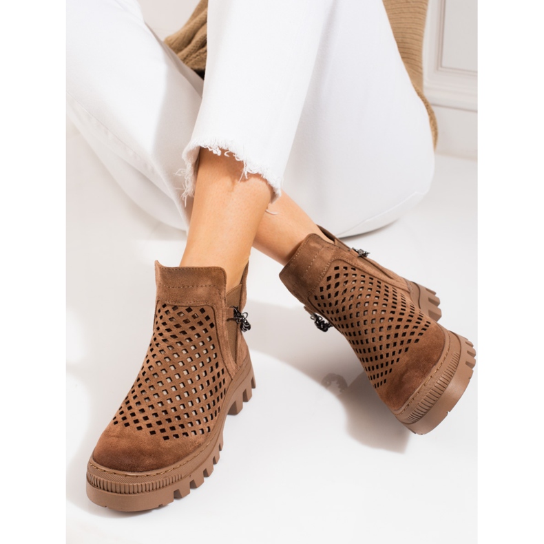 Women's openwork boots Potocki Brown 2
