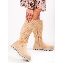 W. Potocki Openwork suede boots from Potocki beige 1