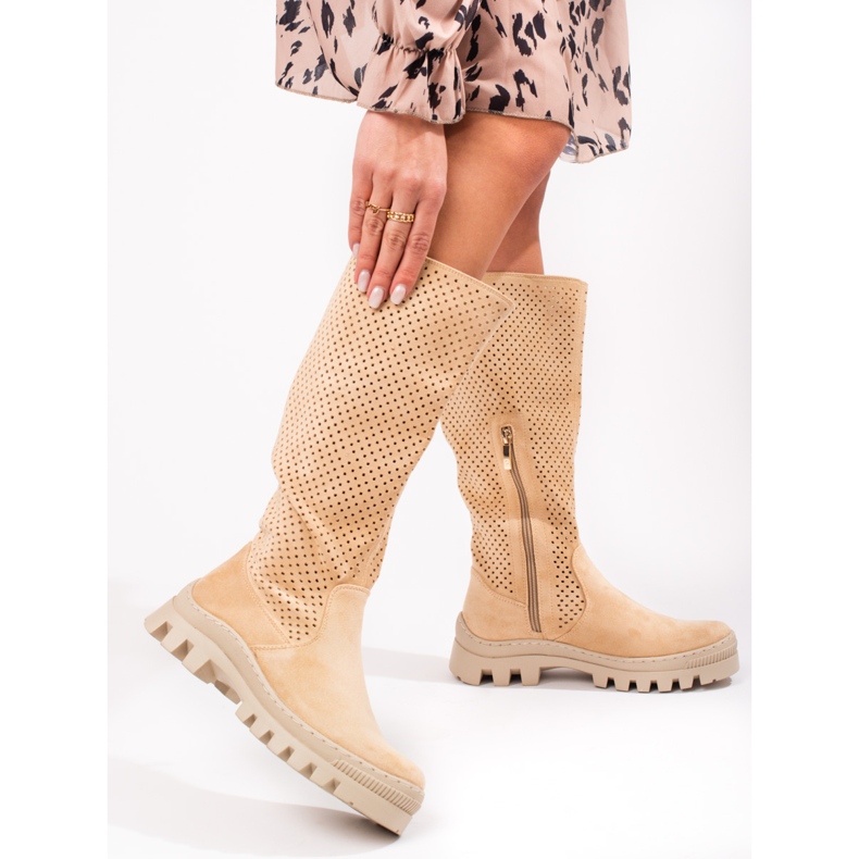 W. Potocki Openwork suede boots from Potocki beige 1