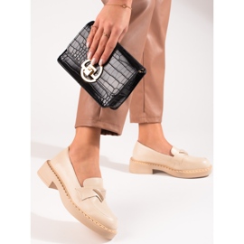 W. Potocki Beige women's loafers on the platform 1