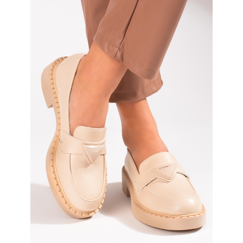 W. Potocki Beige women's loafers on the platform 2