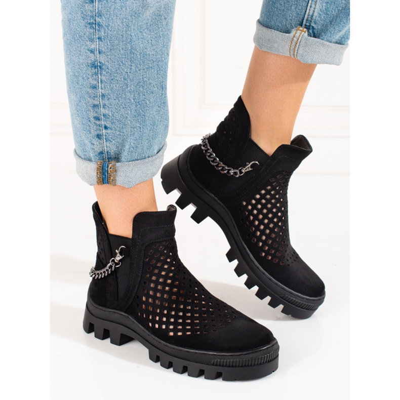 Women's openwork boots Potocki Black 1