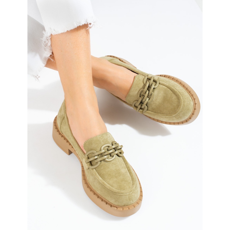 W. Potocki Women's loafers Potocki olive suede green 1