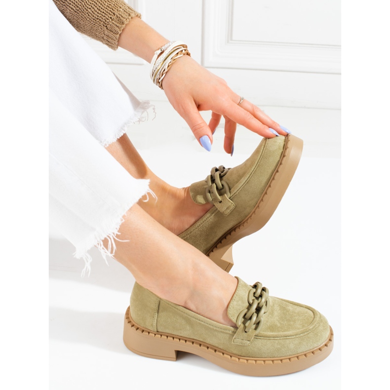 W. Potocki Women's loafers Potocki olive suede green 2