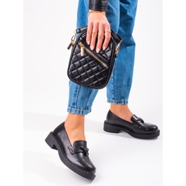 W. Potocki Black women's loafers on the platform 1