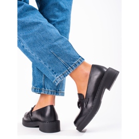 W. Potocki Black women's loafers on the platform 2