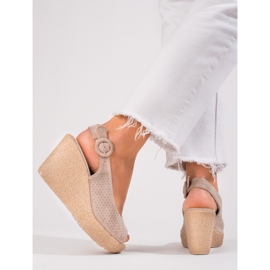 Women's Shelovet beige wedge sandals 2