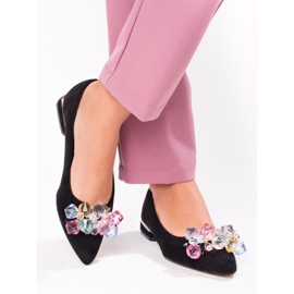 Women's Shelovet low heel pumps in black suede 1