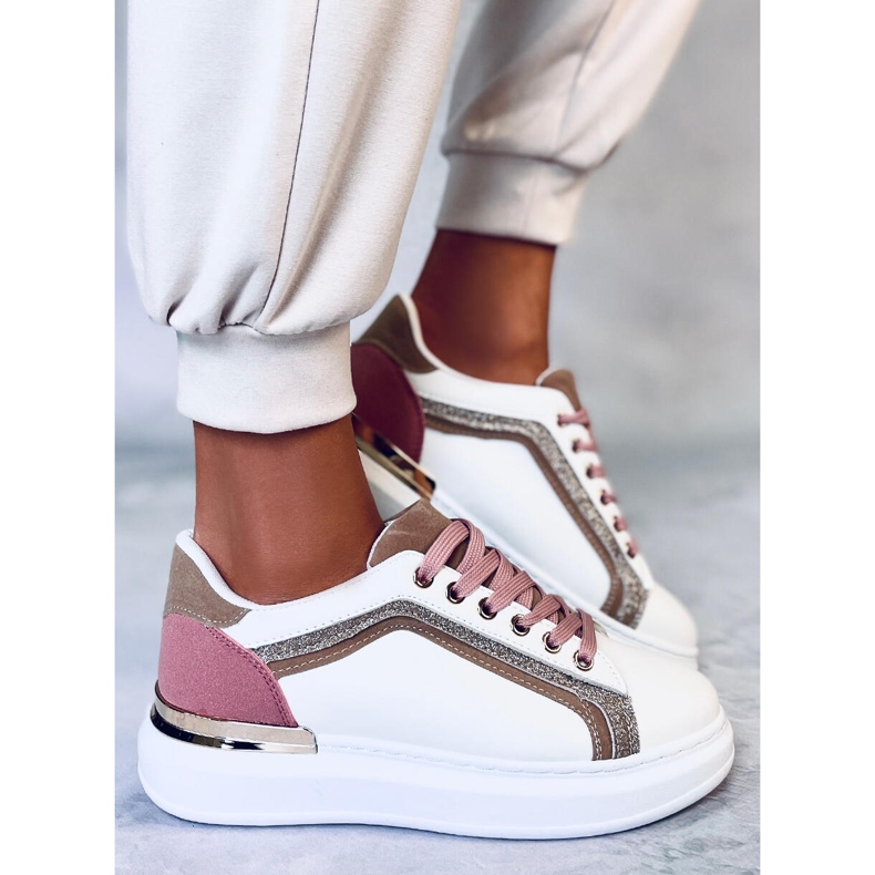 BM Brengle White women's sneakers pink multicolored 1 BM Brengle White women's sneakers pink multicolored 1