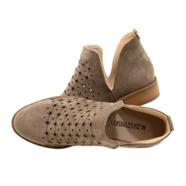 DASZYŃSKI Openwork Suede Booties With A Cut Carine beige brown 6