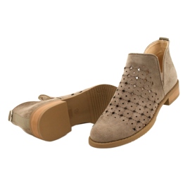 DASZYŃSKI Openwork Suede Booties With A Cut Carine beige brown 5