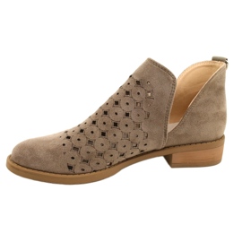 DASZYŃSKI Openwork Suede Booties With A Cut Carine beige brown 2