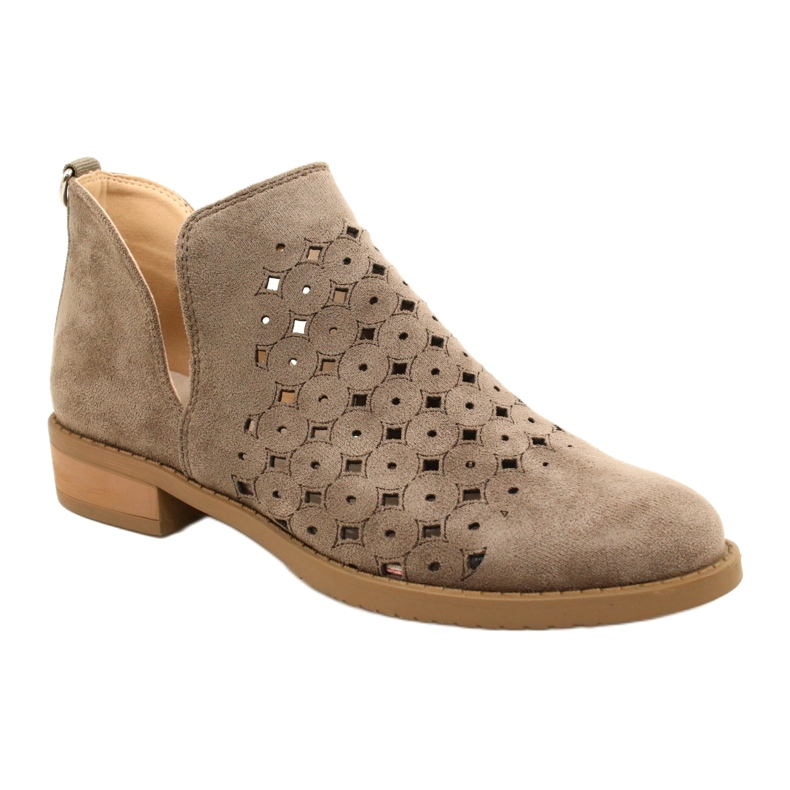 DASZYŃSKI Openwork Suede Booties With A Cut Carine beige brown 1