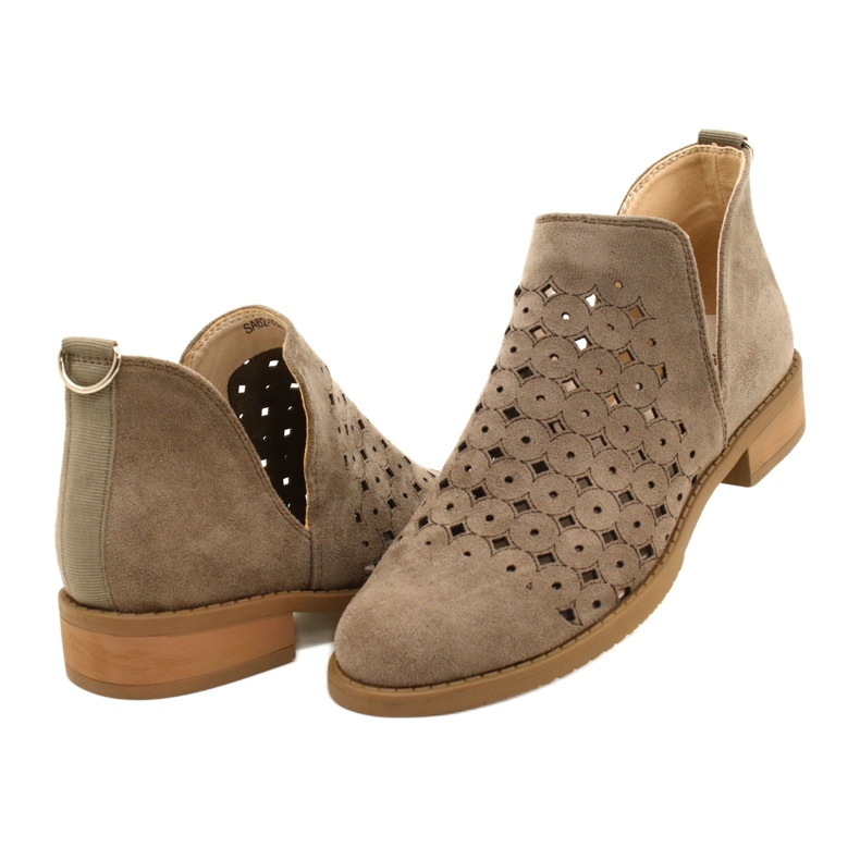 DASZYŃSKI Openwork Suede Booties With A Cut Carine beige brown 4