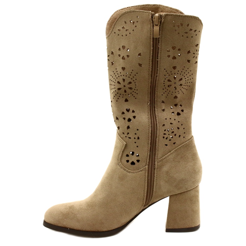 M.Daszyński Openwork women's suede beige boots 2 M.Daszyński Openwork women's suede beige boots 2