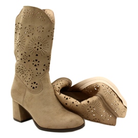 M.Daszyński Openwork women's suede beige boots 5 M.Daszyński Openwork women's suede beige boots 5