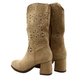 M.Daszyński Openwork women's suede beige boots 4 M.Daszyński Openwork women's suede beige boots 4