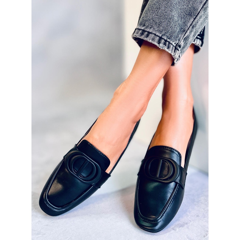 BM Meredith Black women's loafers with a buckle 1