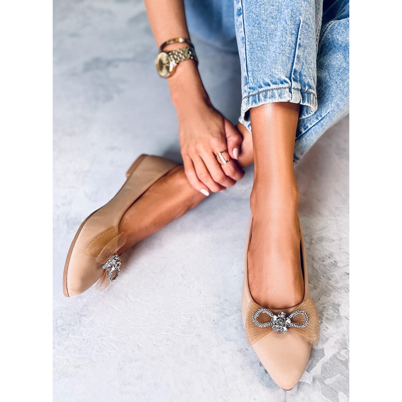 Maura Khaki bow ballet flats beige 2