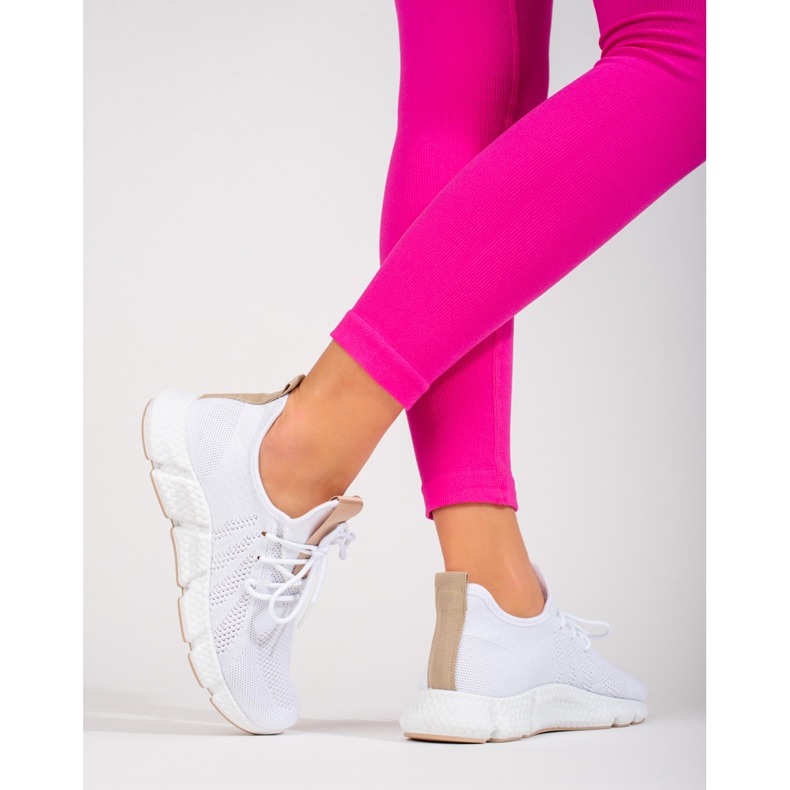 Shelovet white sneakers with a beige insert 2
