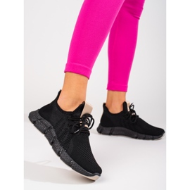 Black Shelovet sports shoes with a beige insert 2