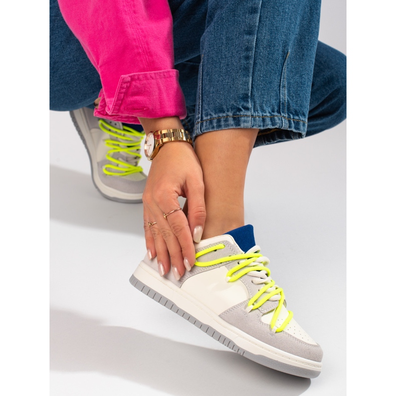 Shelovet sneakers with yellow laces white 2