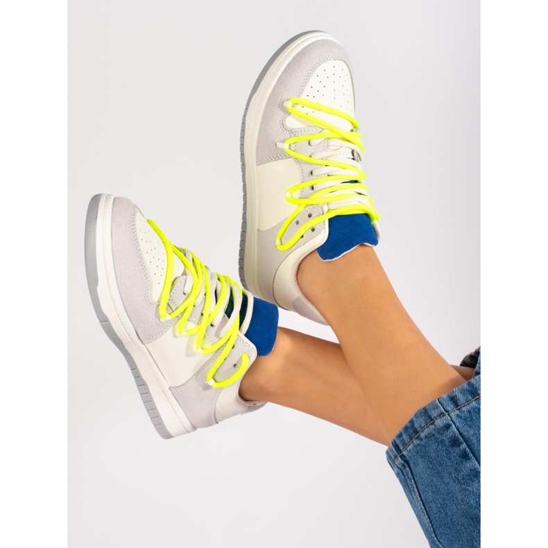 Shelovet sneakers with yellow laces white 1