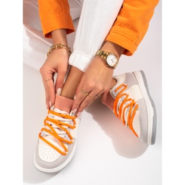 Shelovet sneakers with orange laces white 1 Shelovet sneakers with orange laces white 1