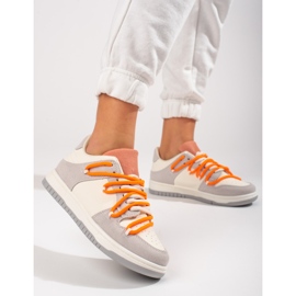 Shelovet sneakers with orange laces white 2 Shelovet sneakers with orange laces white 2