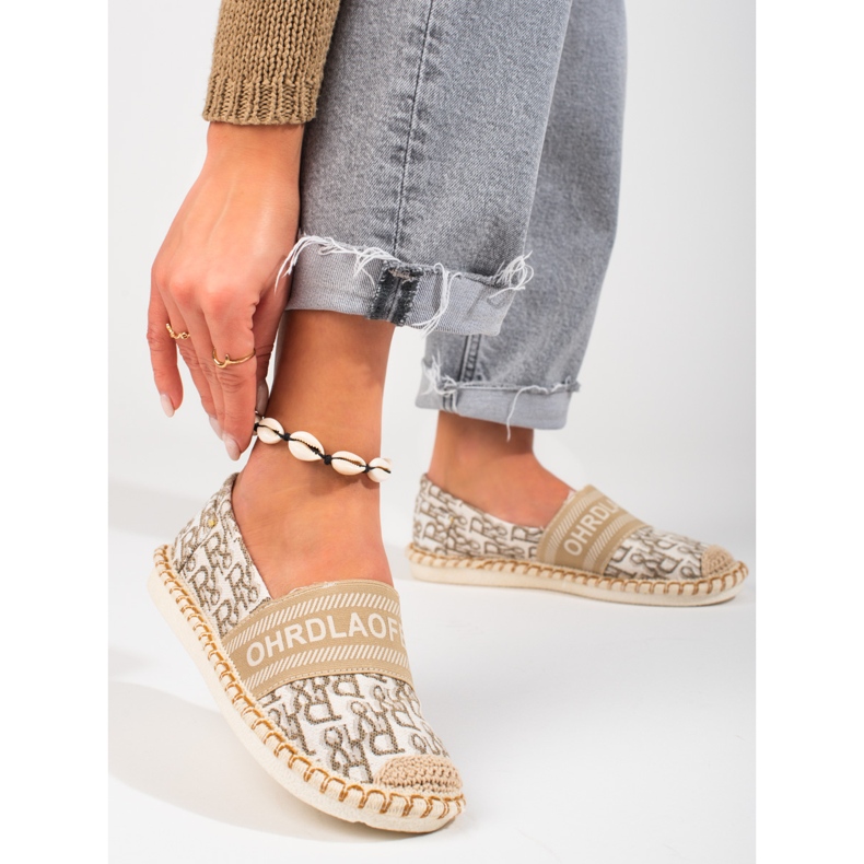 Women's Shelovet beige espadrilles with a pattern 1