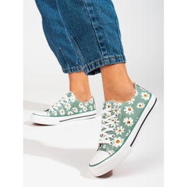 Women's Shelovet green sneakers with flowers 2