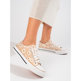 Women's Shelovet beige floral sneakers 1
