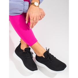 Shelovet black textile sports shoes 1