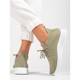 Shelovet green textile sports shoes 2