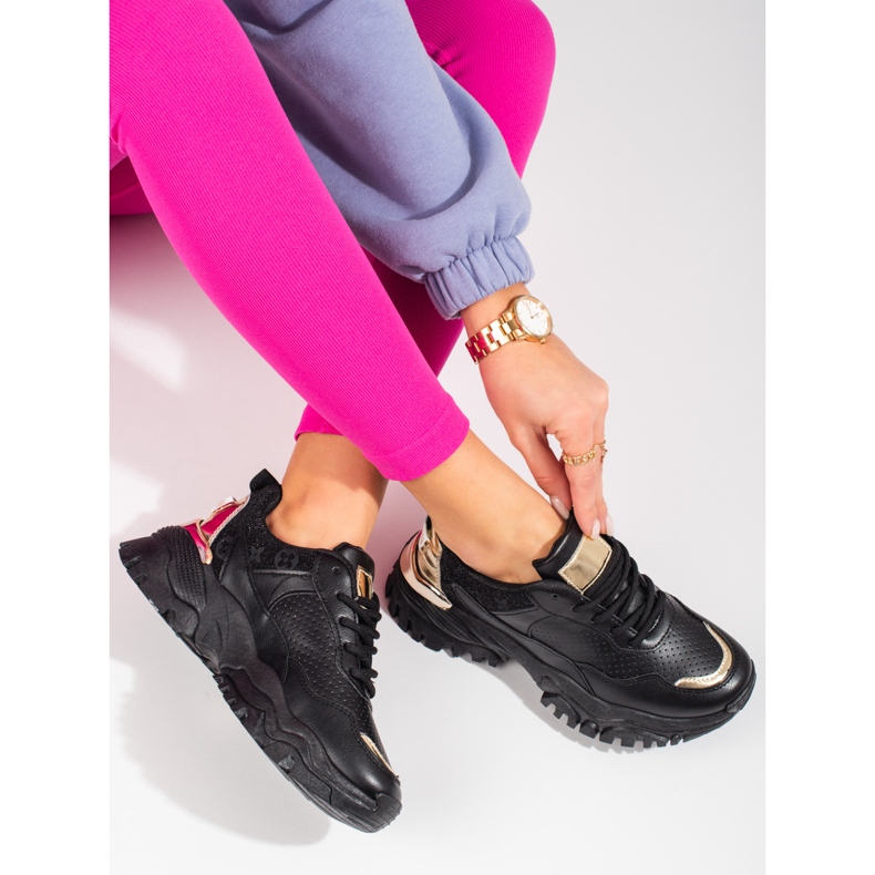 Women's black Shelovet sneakers with a thick sole 1 Women's black Shelovet sneakers with a thick sole 1