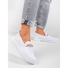 Women's textile moccasins Shelovet white 1 Women's textile moccasins Shelovet white 1