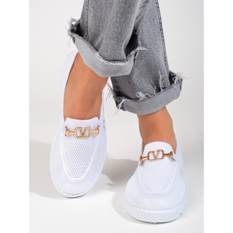 Women's textile moccasins Shelovet white 2 Women's textile moccasins Shelovet white 2