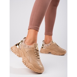 Women's beige Shelovet sneakers with a thick sole 1
