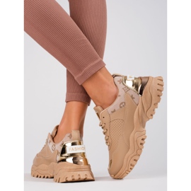 Women's beige Shelovet sneakers with a thick sole 2