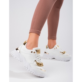 White and gold Shelovet sneakers with a chain 1 White and gold Shelovet sneakers with a chain 1