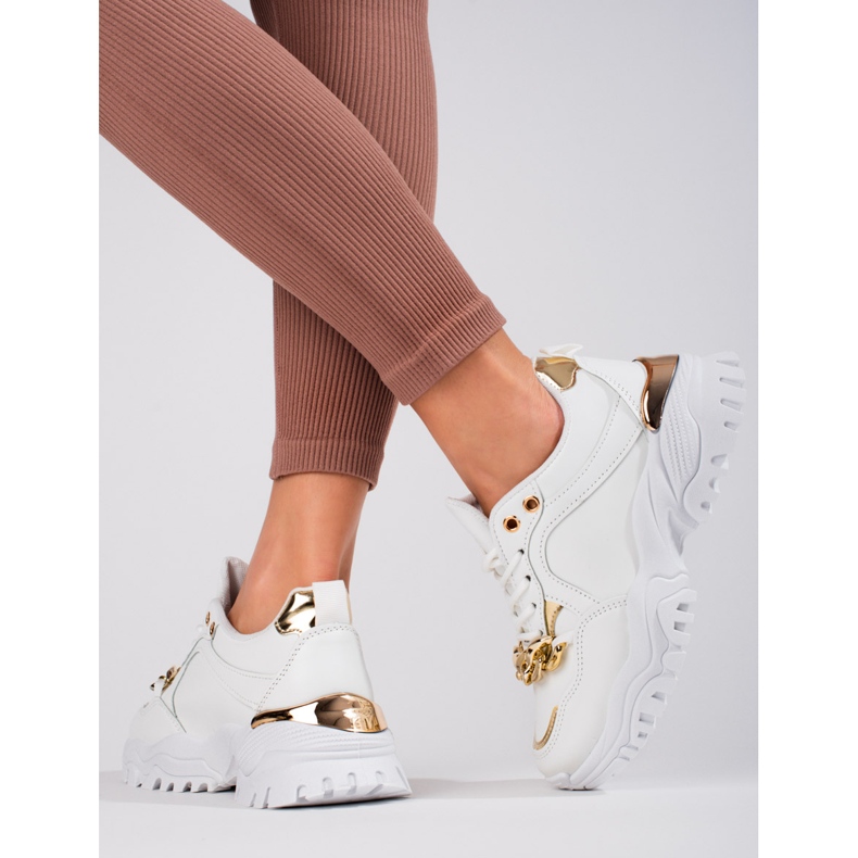 White and gold Shelovet sneakers with a chain 2 White and gold Shelovet sneakers with a chain 2