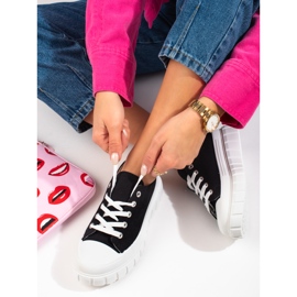 Women's Shelovet black platform sneakers 1
