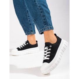 Women's Shelovet black platform sneakers 2