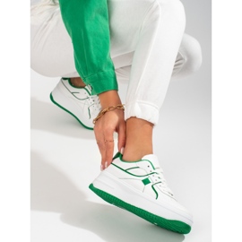 Women's sports shoes Shelovet white and green 2