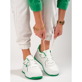 Women's sports shoes Shelovet white and green 1